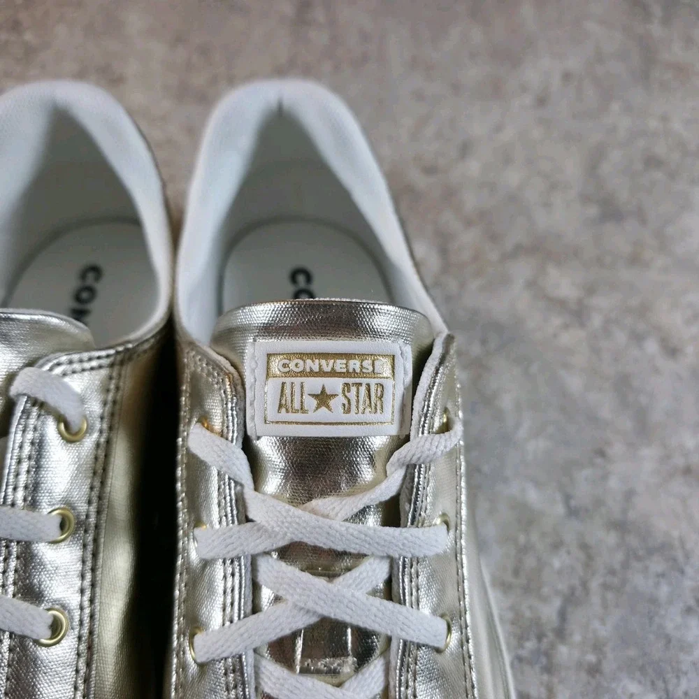 Converse Womens Size‎ 8 Sneaker Gold Metallic Shoes Dainty Lucky Ox A15448C New